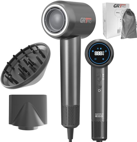 Ionen Haartrockner 2200W Föhn mit Diffusor Fön 200 Millionen Negativen Ionen - 390g Kompakt Leicht Intelligente Sensorsteuerung Schnelles Trocknen Glänzendes für Hause Reisen Fitnessstudio