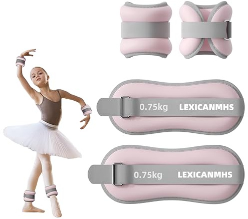 LEXICAMHS Polsini con Pesi 2 Pezzi, Set Pesi Regolabili per Caviglia, Polsini con Pesi per Piede/Polso,Adatti per Principianti e Bambini che Ballano Esercizi, Camminate, Jogging (0.5, Chilogrammi)