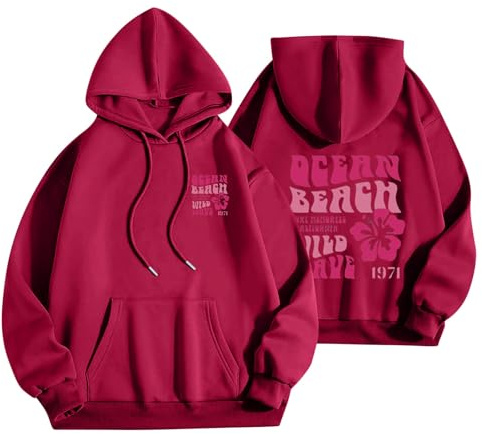 Long Sleeve Pink Palm Puff Hoodies Women Autumn Clothes Plus Size Fall Fashion Hoodies for Women UK Unisex Super Soft Casual Women Hoodies Y2k Pink Hoodie Pink Palm Puff Hoodie 2024 Clearance