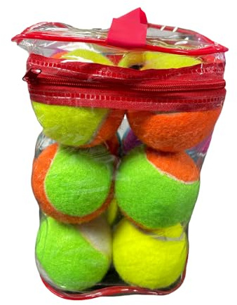 1ABOVE 12er-Pack mehrfarbige Tennisbälle für Hunde mit Tragetasche, Werfen und Apportieren, Outdoor-Übung, Wurfspiel und großer Spaß für Hunde und Welpen, Spielzeug