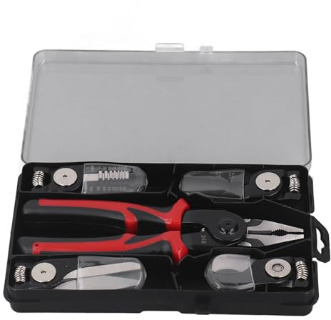 Juego de Alicates Multifuncionales 5 en 1 con 5 Cabezales de Herramientas Intercambiables, Pelacables, Alicates para Engarzar, Cortador de Cables, Kit de Alicates para Tijeras de