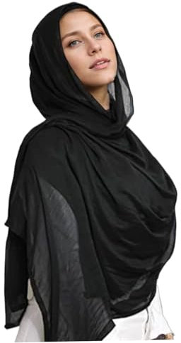 SHITOOMFE Hijab für Frauen 73x33.5in modische muslimische Hijab -Schal für Frauen Leichte atmungsaktive Viskose Hijab für Frühling und, Schwarz, Hijab -Schal für Frauen