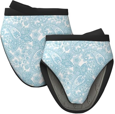 Mini guanti da forno in silicone, stampa cachemire, blu, resistenti al calore, presine per cucina e cottura, guanti da forno carini, 2 pezzi
