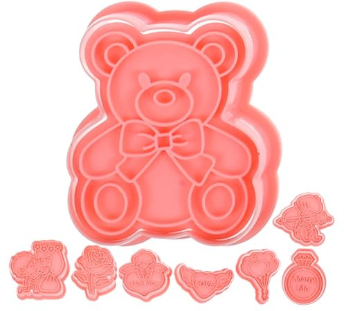 BUGUUYO 8pcs Valentine's Day Cookie Baking Molds Cartoon Biscuit Mould for Wedding and Non-Stick Flexible Tools for Decorating Cakes and Cookies