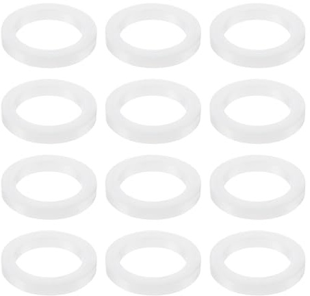 QUARKZMAN 12 Pcs Arandelas Planas de Silicona Sólida DN32 1-13/16 OD x 1-3/8 ID x 1/4 Grosor Arandelas Grandes Juntas de Sellado de Anillo O, Espaciador Plano de Silicona, Blanco