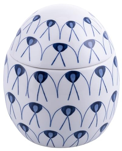 Contenitore uovo porta oggetti grande in ceramica, decoro geometrico, Easter
