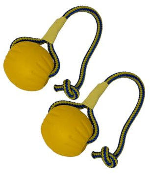Heavelove 2 Pack Ball with Rope Dog Toy,Fling Dura Foam Toy,Dog Water Float Ball Rraining Boall on Rope (2 pc 7cm/2.8)
