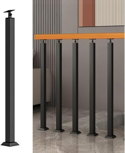 Main courante en bois, poteau carré de balustrade en métal pour escaliers intérieurs/marches extérieures, couloirs, lofts, rampes, rampes d'escalier avec supports plats à 270° (taille : hauteur du
