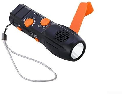 Torcia a manovella con radio multifunzione e capacità di ricarica mobile per la preparazione (nero)