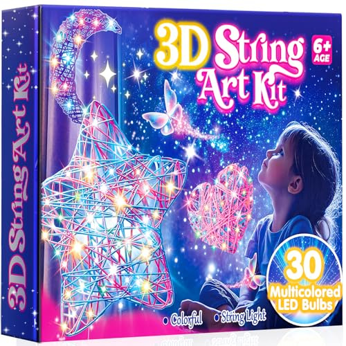 Hapikids Craft Kits for Kids, 3D String Art Kit Arts and Crafts for Kids Toy Age 9 10 11 Year Old Girls Birthday Presents for 6 7 8 9 Year Olds Boys Toy Age 8 9 10 Easter Girls Gifts DIY Glow Lantern