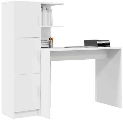 vidaXL Schreibtisch Weiß 133,5 x 50 x 124 cm 2 STK. | Genug Platz, um deine Sachen ordentlich zu verstauen, Ein moderner Stil, der perfekt in jedes heutige Zimmer passt,