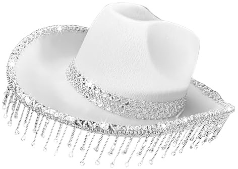 Zubehors Cowboy Hut - Westernhut für Kostümfeste,Glitzer Festival Kopfschmuck Mit Strass Quasten Für Fotografie Reisen