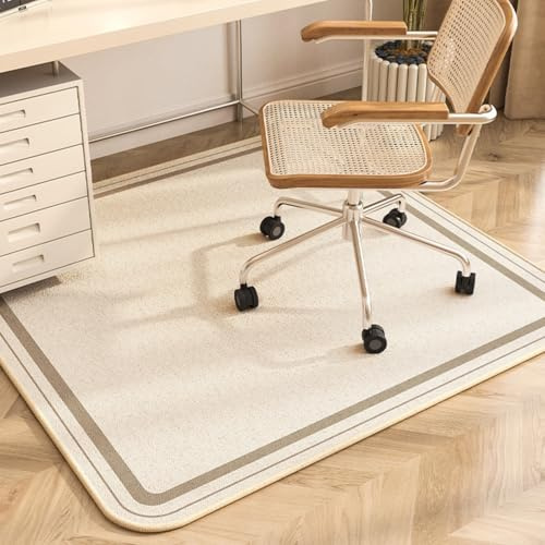 Odot Alfombra para Silla de Escritorio Moderno Alfombrilla Protectora para Suelos Alfombra Silla Ruedas Antideslizante Gaming Tapete de Protección para Parqué y Suelos Duros (Beige,140x140cm)