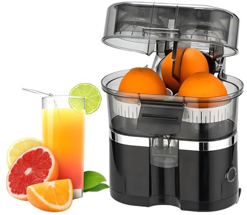 Dual-head Electric Citrus Juicer, Electric Citrus Juicer with Power Cord and Cleaning Brush Built-in Cutter 1-Button Automatic Juicer Machine for Orange, Lemon, Lime, Easy To Clean & Use black