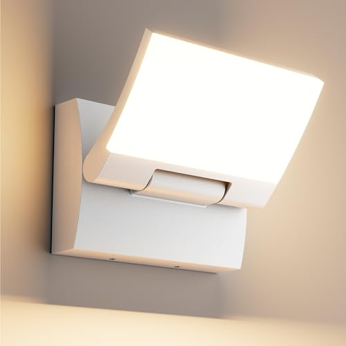 K-Bright 30W Applique Murale Exterieur/Intérieur Blanc,3000K | 2000Lm,Aluminium,144LEDS,Applique Exterieur Étanche IP65 avec 180° Panneau LED pivotant pour Terrasse Entrée Jardin