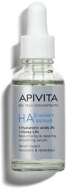 Apivita HA5 - Suero reparador de miel de 30 ml, suero suavizante reparador y reparador con 5 ácidos hialurónicos al 2% y LP de miel, rellena y repara la piel, suaviza las arrugas, no comedogénico