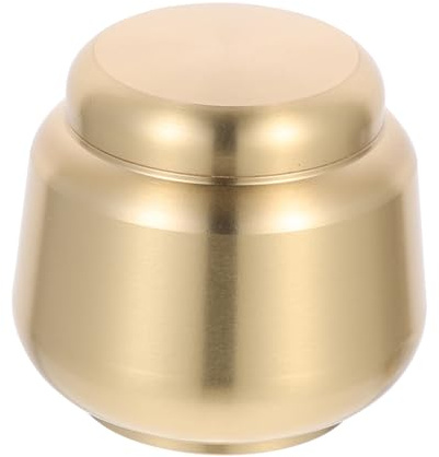 FRCOLOR Mini Urne Funéraire en Cuivre Ronde 1 Pc, Boîte à Cendres pour Animaux De Compagnie, Contenant Scellé Solide, Usage Commémoratif Intérieur Et Extérieur, Stockage Pratique