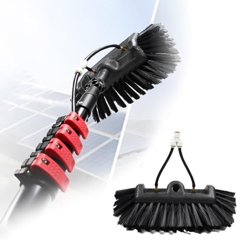 Kit di spazzole per la pulizia dei pannelli solari, palo alimentato ad acqua da 7,2 m con testa rotante a 180° per una pulizia efficiente di pannelli fotovoltaici, tetti e auto, strumento di pulizia