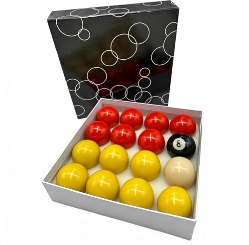 Sinsilvie Pool Balls Set,Pool Table Ball,RED & YELLOW 2 UK Competition Set,2″,2-1/16″, 2-1/4″Multi-size Pool Billiards Set