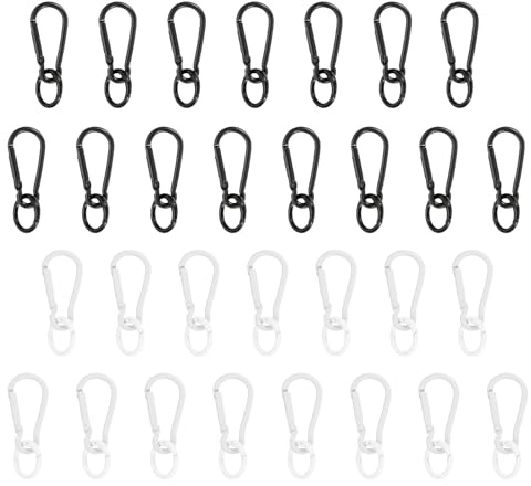 sourcing map 1 juego de clip de resorte, hebilla de clips de llavero con anillo de resorte para cierres de mochila, bolsa de bricolaje, bolso, bolso, blanco, negro