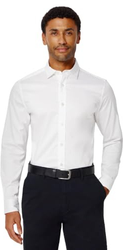 Amazon Essentials Men's Slim-Fit Stretch Wrinkle-Free Spread Collar Dress Shirt, White, XL