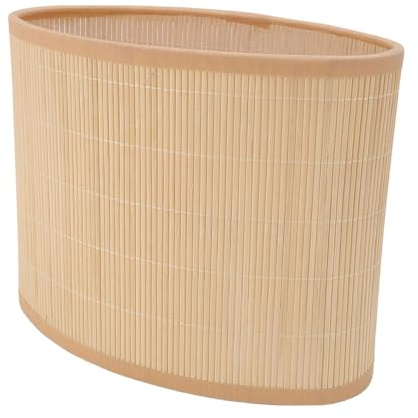Lampenschirm, oval, Boho-Stil, Holz und Metall | Vintage-Design, kompatibel mit E27/E14, robust, für Steh- und Pendelleuchten im Wohnzimmer und Büro