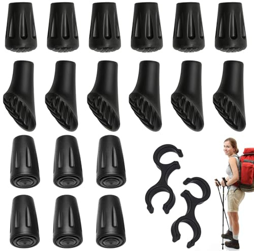 20 Stück Nordic Walking Stöcke Gummipuffers, rutschfest Trekking Wanderstöcke Gummipuffer 11mm Walkingstöcke Pads für Trekkingstock Gummikappen Ersatz (3 Stiles)
