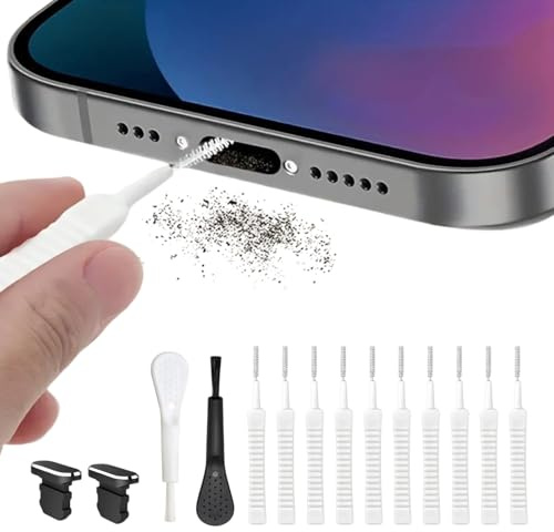 Portable Phone Cleaner, Cleaning Kit for USB-C Ports, Lightning Ports and Speakers, 12 Anti-Dust Brushes and Foam Tips for Connectors and Sockets