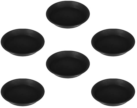 DECOMELODY 6 Piezas Bandejas para Macetas Redondas de Plástico Negro 15 CM (6 Unidades) Platillos de Goteo para Plantas Interiores y Exteriores Protección de Superficies Fácil Limpieza para