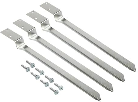 Galvanized Steel Ground Sleeve Anchor Kit for Wooden Swing Posts – 4 Sleeves + 8 Screws, Rust-Resistant, No Concrete Required, 520 x 60 mm