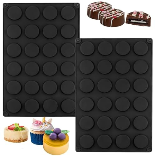 YXHZVON Moule Muffins Silicone, 2 Pièces Moules pour Cupcakes à 24 Cavités, Antiadhésif Moule Tartelette Sans BPA pour Cupcakes, Brownies et Gâteaux, Noir