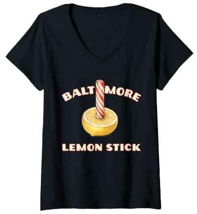 Femme Bâtonnets de Citron Baltimore T-Shirt avec Col en V