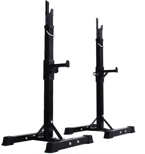 Physionics® Langhantelablage - bis 300 kg, Zwei Ablagen, 12/6 Fach verstellbar, rutschfeste Standbeine, Rahmen: Stahl - Hantelablage, Hantelständer, Kniebeugenständer, Squat-Rack, Langhantelständer