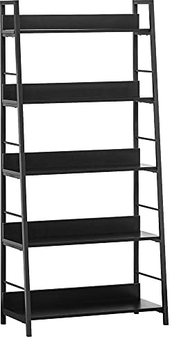 HOMCOM Lutande industriell stil förvaringshylla 5 nivåer 70 L x 35 l x 150 cm svart