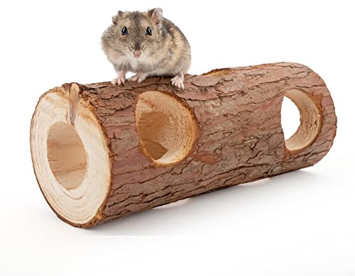 Niteangel Natural Wooden Hamster Mouse Tunnel Tube Toy Forest Hollow Tree Trunk
