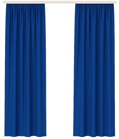 Bestlivings Vorhang Blickdicht Aber Lichtdurchlässig (140x145cm / 2 Stück) Gardine Uni (Blau) mit Kräuselband/Universalband, für Fenster, Balkon - Gardinenschal