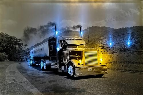 Samarkand - Lights LED-Bild mit Beleuchtung LED- Bilder Leinwandbild 65 x 45 cm Leuchtbild US TRUCK/LKW Wandbild