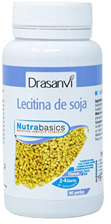 DRASANVI NUTRABASICS LECITINA DE SOJA - Aporte en Colina + Glicerol + Ácidos Grasos + Fosfolípidos - SIN GLUTEN - 90 perlas