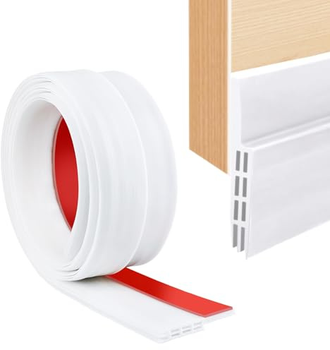 SUNMON Silicone Door Draft Stopper – 39 inches Door Seal Strip for Under Door Seal Gap Interior & Exterior Doors Weather Stripping Soundproof (White)