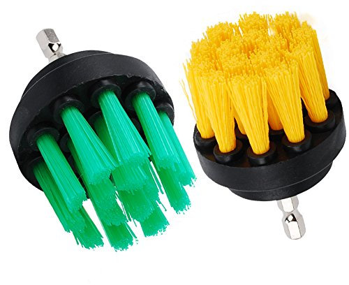 OxoxO Bürstenaufsatz Bohrmaschine Set 2-Stück,Bohrbürsten Befestigung Reinigungsbürste Felgenbürste Scrubber Reinigung Bürste Kit für Felgen,Badewanne, Küche,Sofa Ecken(2'''Bürste)