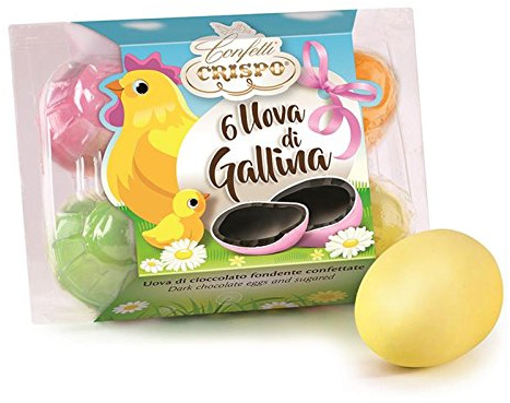 6 UOVA DI GALLINA CONFETTATE EXTRA FONDENTE BLISTER OVETTI CIOCCOLATO CRISPO