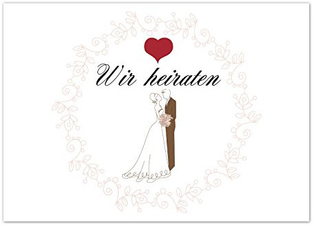 Einladungskarten Manufaktur Hamburg 10 x Save the Date Karten mit Umschlag/Wir heiraten - braun - Ehepaar/Hochzeit/Liebe/Heirat/Einladung