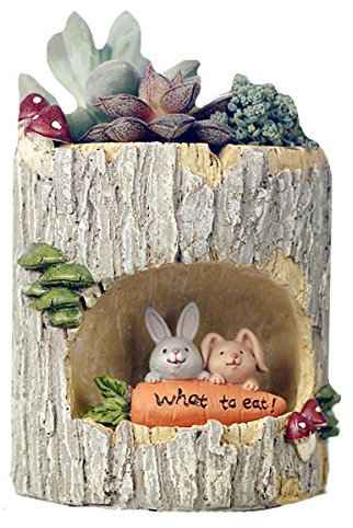 LA HAUTE Maceta de resina creativa con forma de flor de sedum suculenta, maceta, micro paisaje, adorno para plantas, dulce conejo