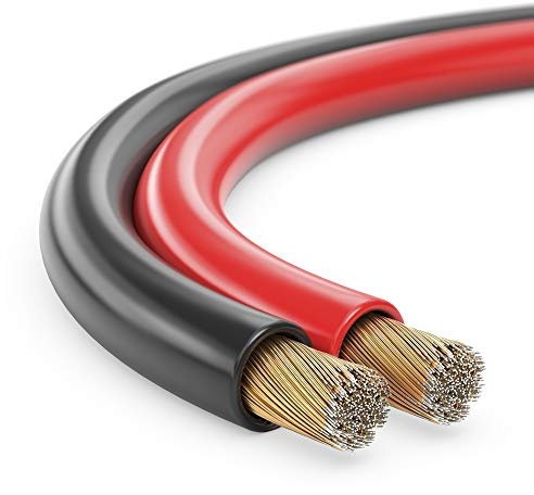 MANAX SC22075 Cavo per altoparlante (doppio filo) 2x0,75mm² (cavo per altoparlante / cavo audio), 10,0 m, rosso / nero