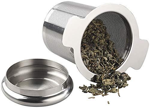 Rosenstein & Söhne Teefilter Edelstahl: Edelstahl-Teesieb micro-geätzt mit Deckel, für Tassen & Kannen (Gewürzsieb, Tassensieb, Kaffeebereiter)