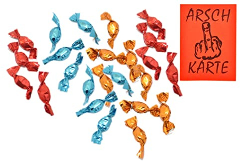 jameitop® 99,90 €/KG - 100 Gramm Scherzbonbons (23-26 Stück im Mix) : Senf, Pfeffer, Zungenfärber +gratis ARSCHKARTE