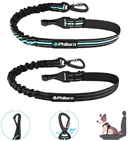 PHILORN Sicherheitsgurt Hunde fürs Auto (70-80cm einstellbar), Hunde Anschnallgurt mit Reflexnähten und Elastischer Puffer, Hundegurt Hundeanschnaller fürs Auto
