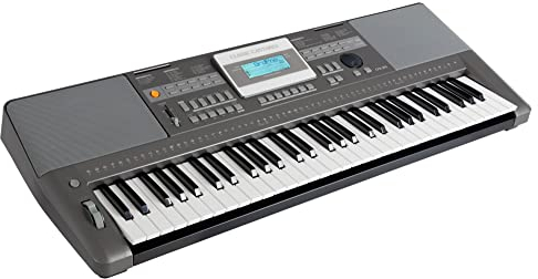 Classic Cantabile CPK-303 Keyboard - 61 Tasten mit Anschlagdynamik - 508 Klänge und 180 Begleitrhythmen - Anschlüsse für Kopfhörer und Sustain-Pedal - grau