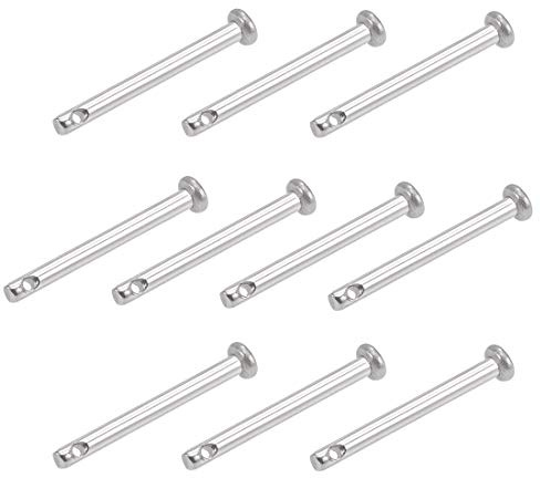 sourcing map 10 Stück Steckbolzen Einloch Gabelkopf Stifte 3mm X 30mm Splintstift Flachkopf 304 Edelstahl Link Scharnier Pin