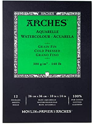 Canson 400014955 Arches Aquarell, 26 x 36 cm, naturweiß